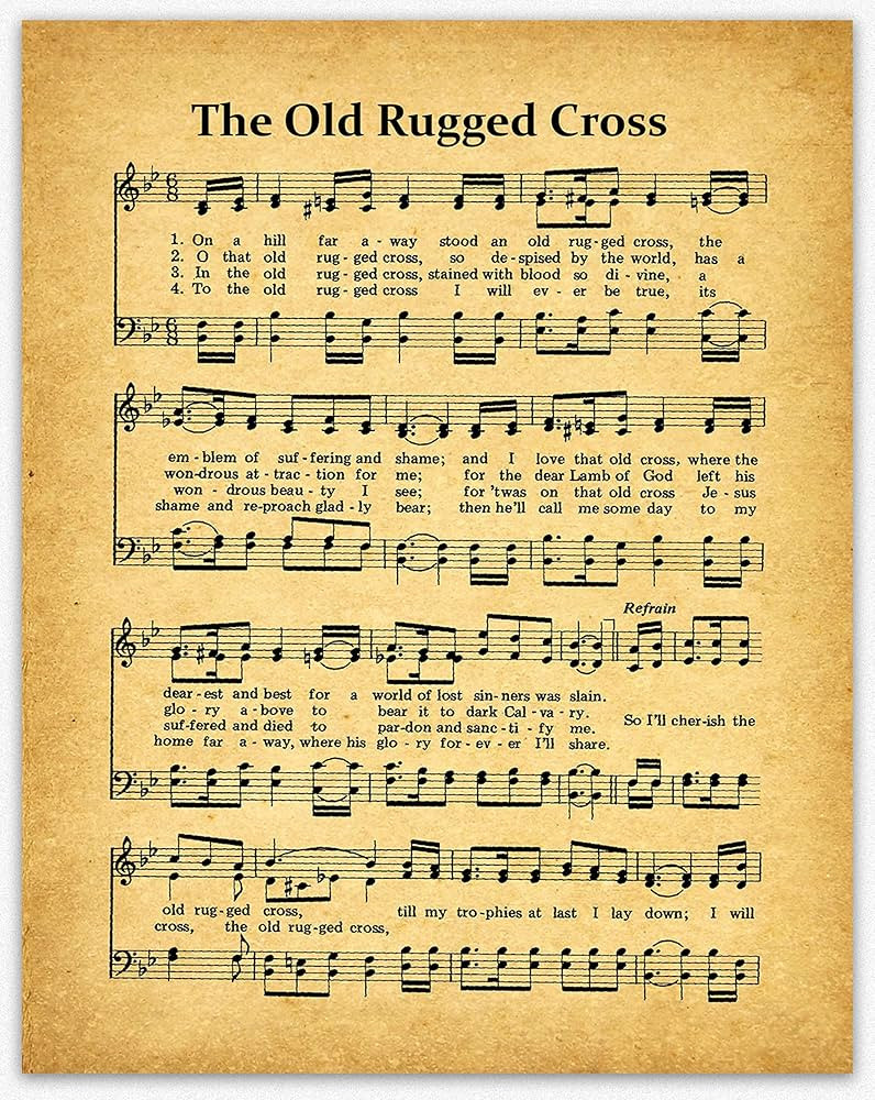 The Old Rugged Cross Hymn Print Old Rugged Cross Poster Hymnal Prints Hymn Wall Art Hymn Poster S... | Amazon (US)