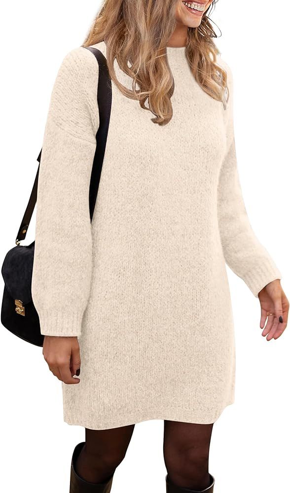 PRETTYGARDEN Women's 2023 Fall Knit Pullover Sweaters Long Sleeve Crewneck Oversized Loose Short ... | Amazon (US)