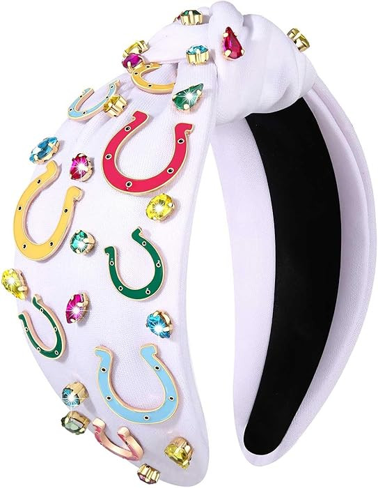 boderier Derby Headbands for Women Derby Horseshoe Headband Jeweled Crystal Knotted Headband Race... | Amazon (US)