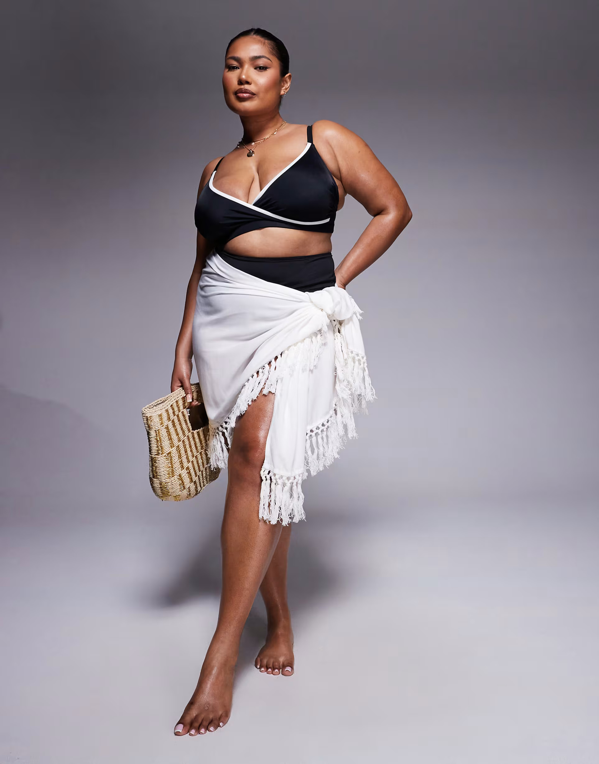 ASOS DESIGN Curve beach sarong with fringing in white | ASOS | ASOS (Global)