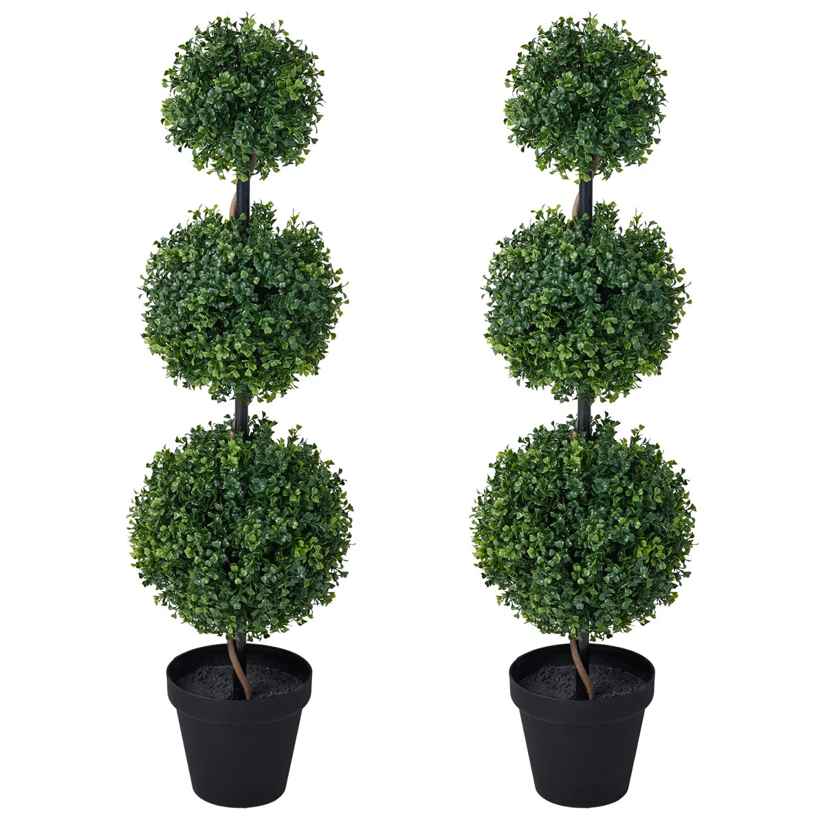 Shiner Artificial Boxwood Topiary In Pot - UV Resistant Triple Ball Faux Plant For Indoor/Outdoor... | Wayfair North America