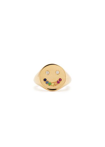 Rainbow Smiley 14kt gold signet ring | Harvey Nichols (Global)