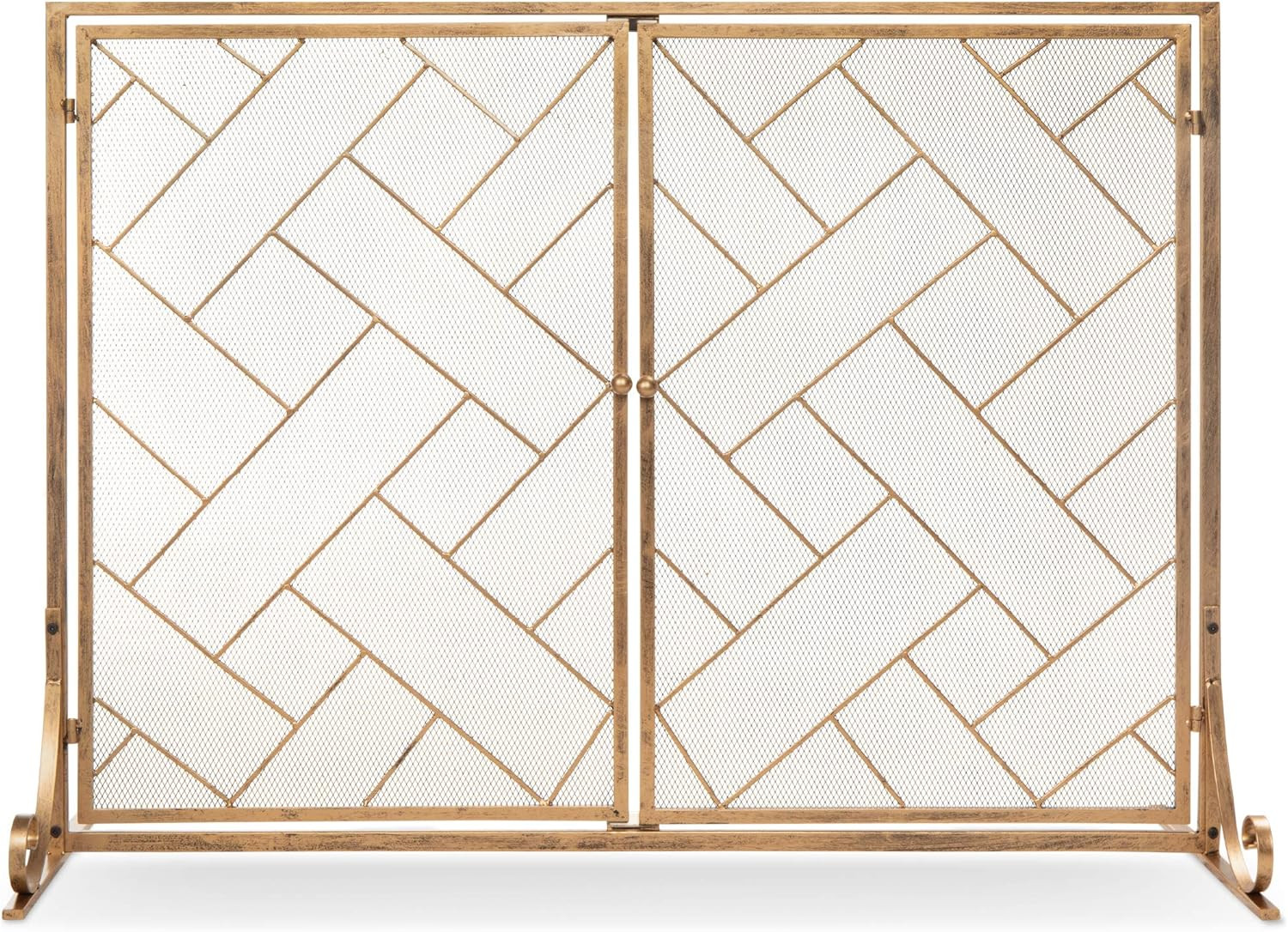 Best Choice Products 44x33in 2-Panel Handcrafted Wrought Iron Decorative Mesh Geometric Fireplace... | Amazon (US)