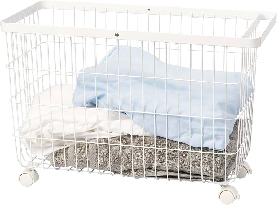 Yamazaki Home Tower Small Rolling Laundry Basket Metal Hamper Cart With Wheels And Handle, 14.8" ... | Amazon (US)