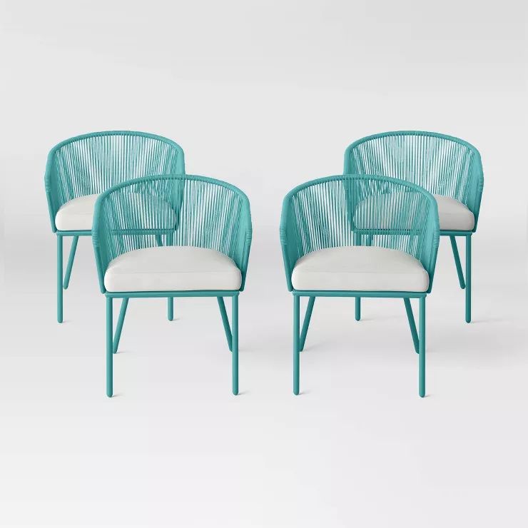 Fisher 4pk Patio Dining Chairs - Blue-Green - Project 62™ | Target