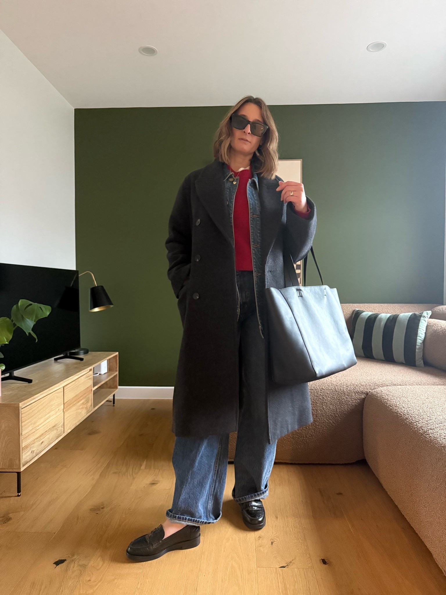 Jeans - Assembly Label. Wearing my usual size 26
Tee - Assembly Label. Wearing my usual size 8
Sweater - Assembly Label. Sized up
To a 10
Denim jacket - Marius. Wearing a small - oversized fit 
Coat - Everlane. Wearing small
- oversized fit 
Shoes - Sezane. Tts

#LTKuk #LTKshoes #LTKjeans
