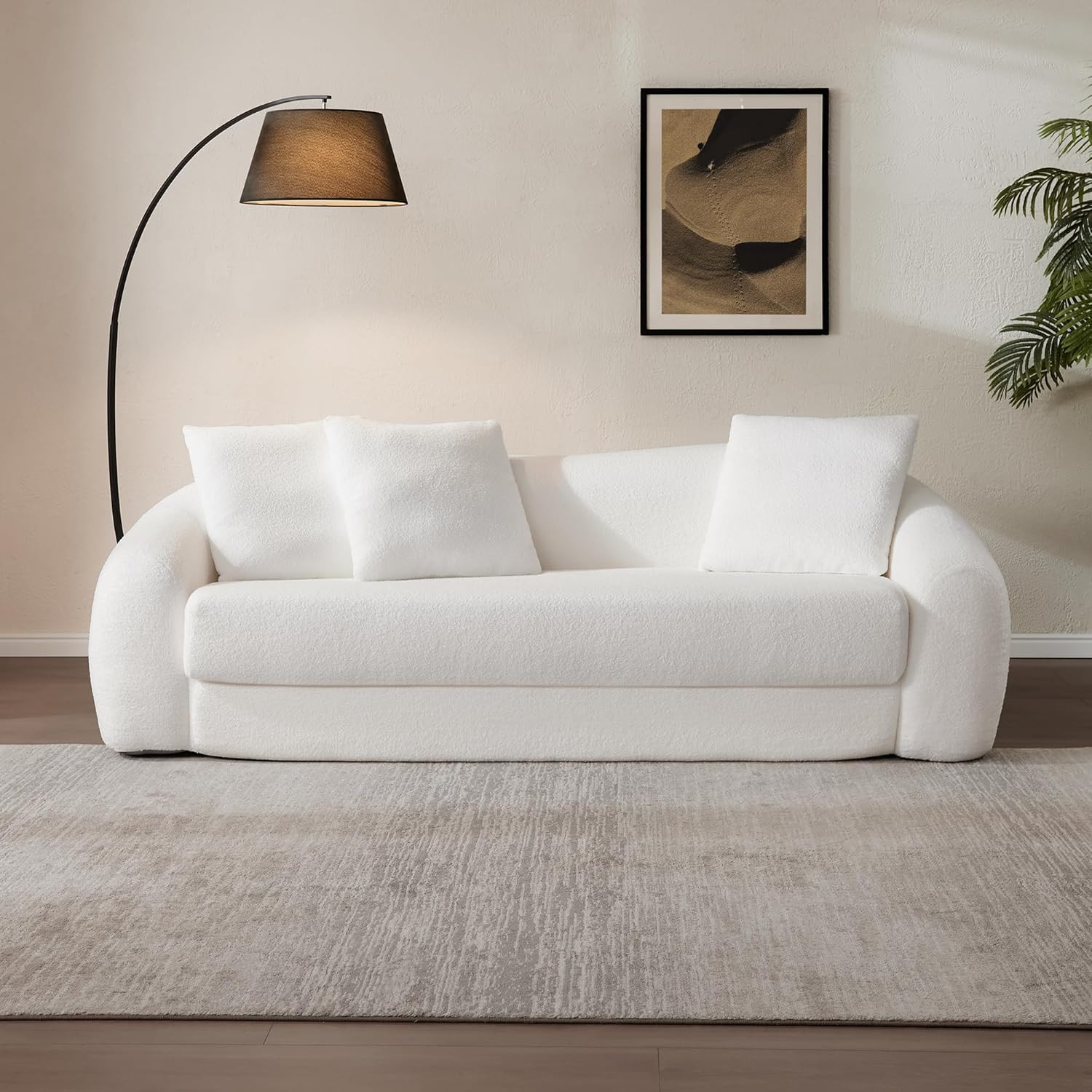 Amazon.com: SICOTAS 90.6" Curved Convertible Sofa Couch Bed for Living Room Futon Cloud Boneless ... | Amazon (US)