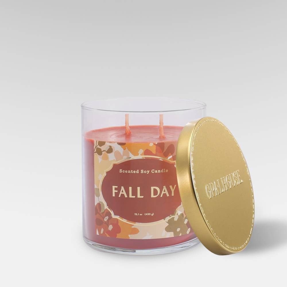 15.1oz Lidded Glass Jar 2-Wick Candle Fall Day - Opalhouse , Orange | Target