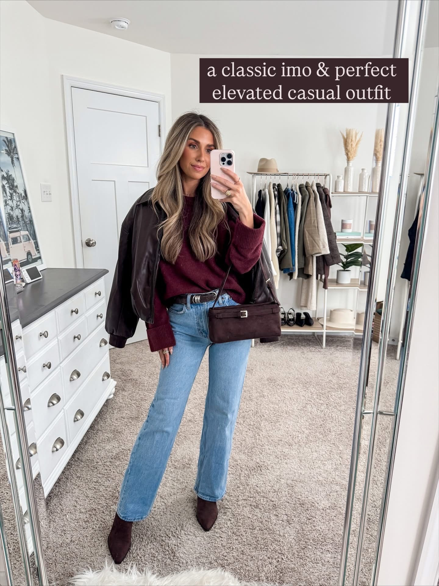 Elevated casual Thanksgiving outfit idea 
+ brown bomber jacket: xs
+ burgundy Madeline sweater: small
+ 90s relaxed jeans: 24 short 
+ brown chocolate ankle boots: true to size 


Fall outfit
Fall style
Sweater
Amazon sweater
Amazon fashion 
Amazon outfit 
Amazon Thanksgiving outfit 
Fall boots 

#LTKFindsUnder100 #LTKStyleTip #LTKFindsUnder50