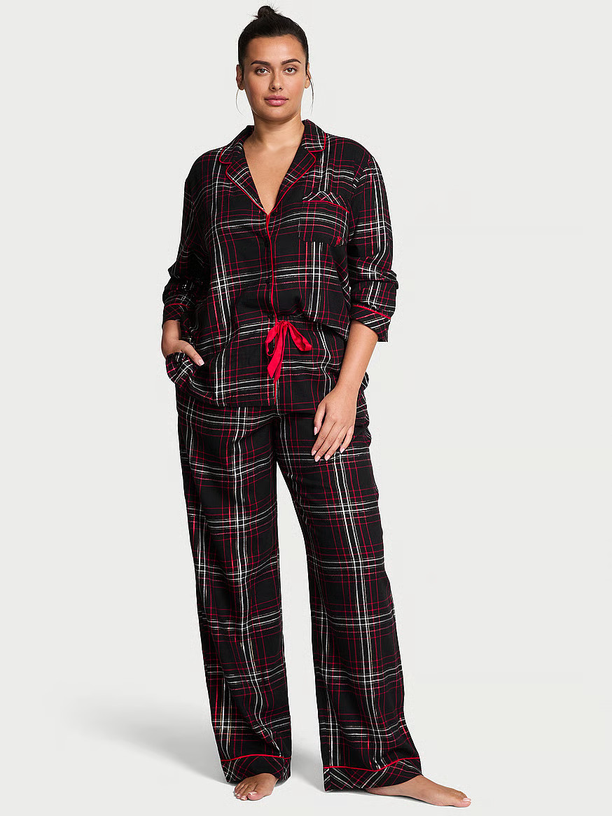 Buy Flannel Long Pajama Set, Black/Vs White/Red Yd Plaid - Order Pajamas Sets online - Victoria's... | Victoria's Secret (US / CA )