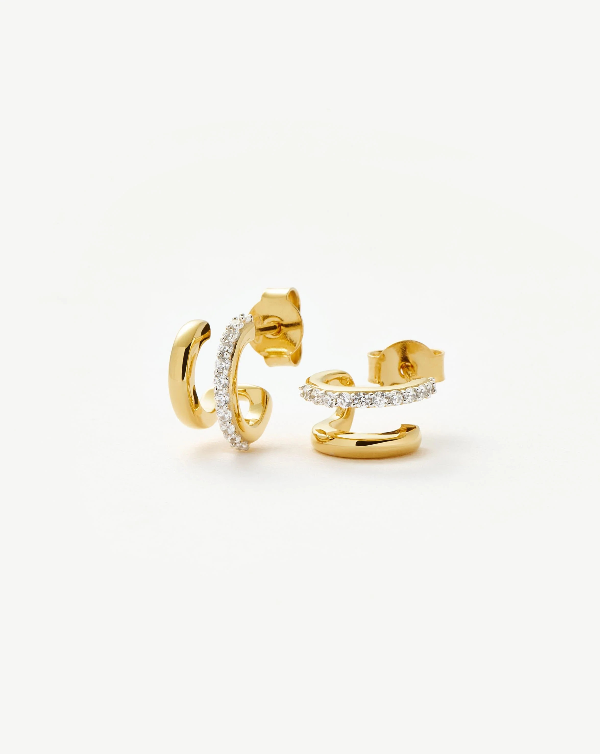 Classic Double Huggies | 18ct Gold Vermeil/Cubic Zirconia | Missoma UK