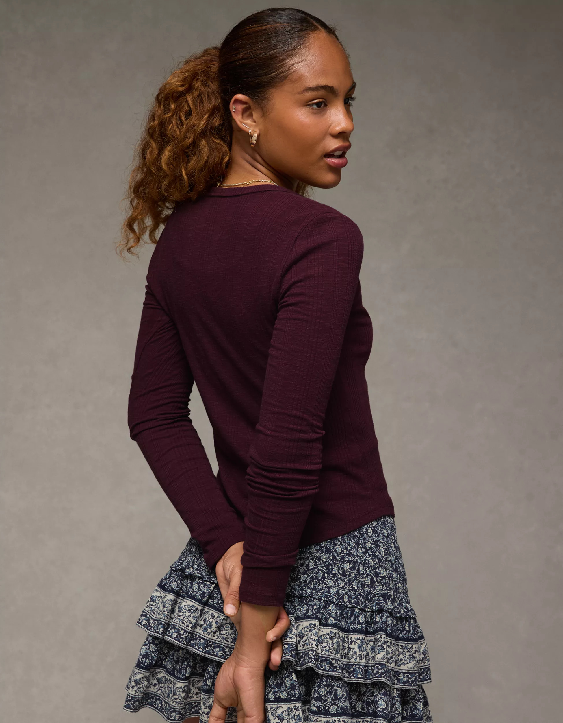 AE Long Sleeve Henley T-Shirt | American Eagle Outfitters (US & CA)