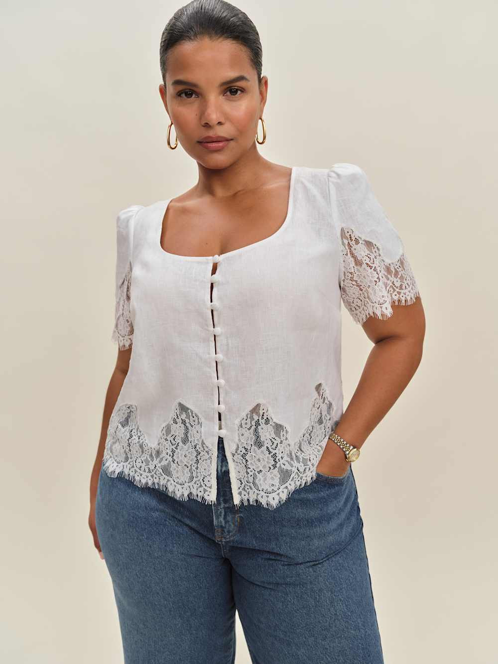 Josie Linen Top Es | Reformation (Global)