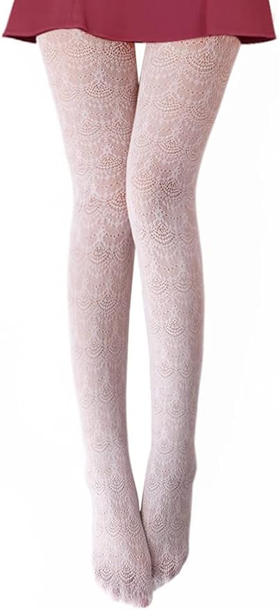 VERO MONTE Womens Colorful Hollow Out Knitted Tights - Patterned Lace Stockings | Amazon (US)