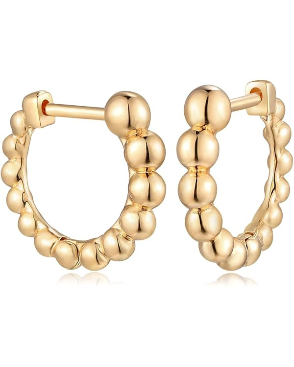 MYEARS Women Huggie Hoop Earrings Gold Ear Stud Cuff 14K Gold Filled Small Boho Beach Simple Deli... | Amazon (US)