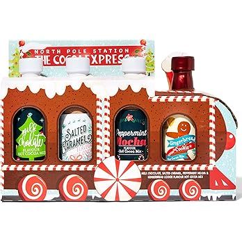 Thoughtfully Gourmet, Hot Cocoa Holiday Train Gift Set, Includes Double Chocolate, Gingerbread, P... | Amazon (US)