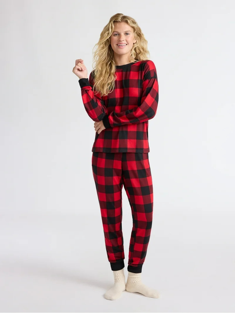 Joyspun Women's Cozy Lounge Collection Hacci Knit Sleep Top with Long Sleeves, Sizes XS-3X | Walmart (US)