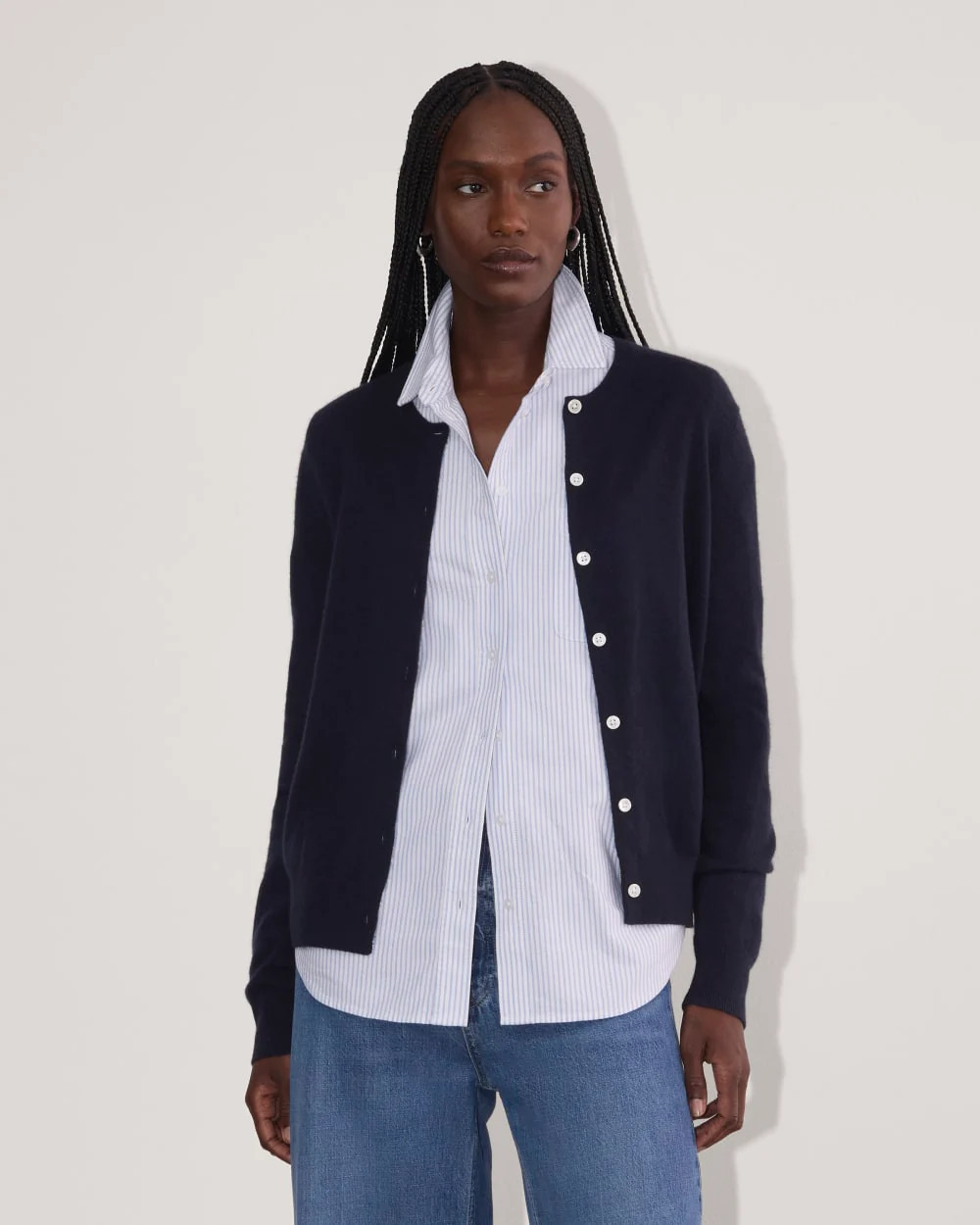 Everlane Classic Cardigan In Navy, Size XS, Cashmere | Everlane