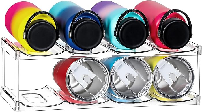 LARGER Compartment - 2 Tier Stackable Water Bottle Organizer Holder - for Stanley 40oz & Others' ... | Amazon (US)