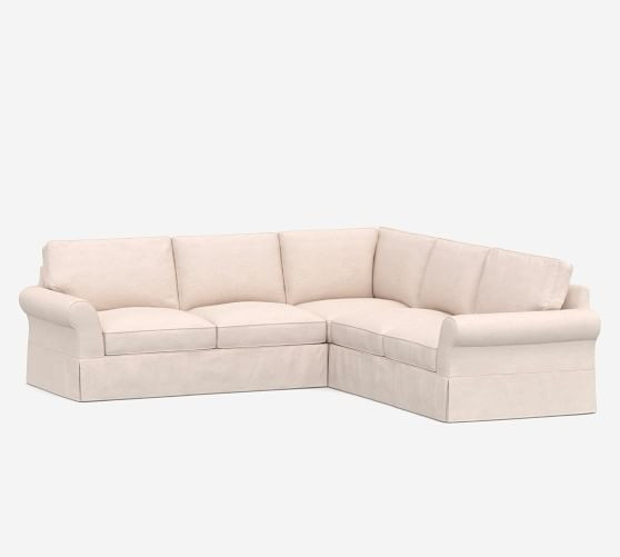 PB Comfort Roll Arm Slipcovered 3-Piece L-Sectional | Pottery Barn (US)
