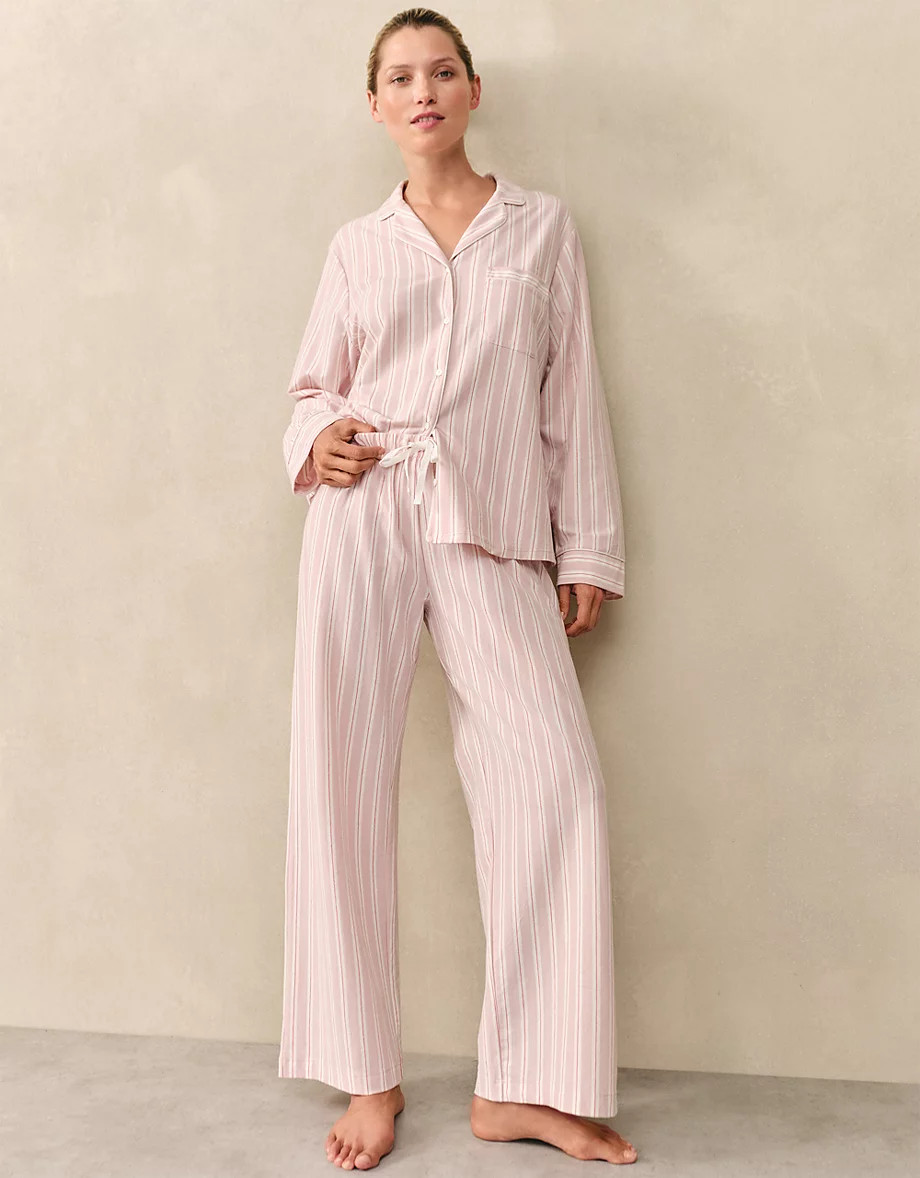 Brushed Jersey Stripe Relaxed Pyjama Set | The White Company UK & ROW
