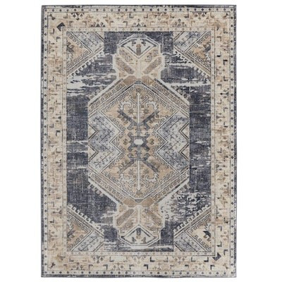 allen + roth Lifestyle Performance Lydia 8 x 10 Blue-ivory Outdoor Medallion Area Rug Lowes.com | Lowe's