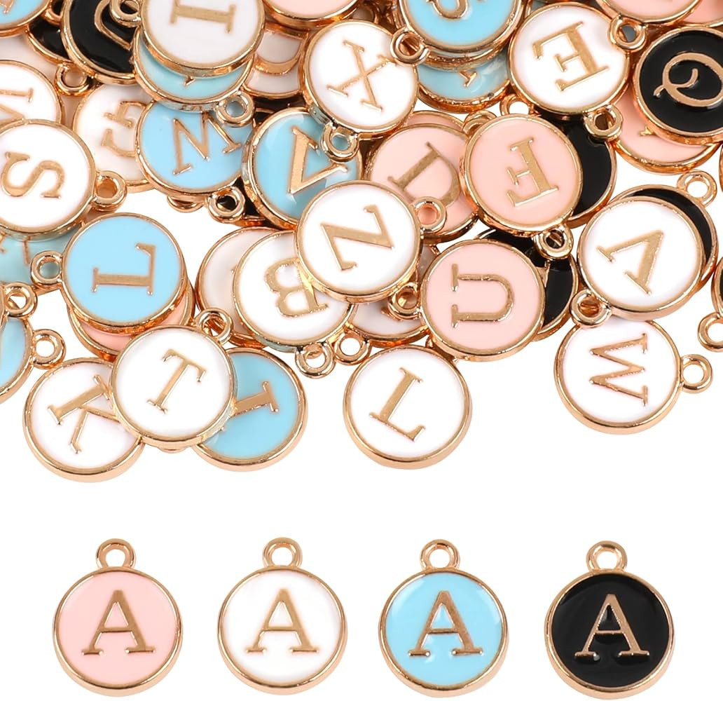 104 PCS Letter Charms for Jewelry Making Bracelets Double Sided Alphabet Charms Initial Charms Me... | Amazon (US)