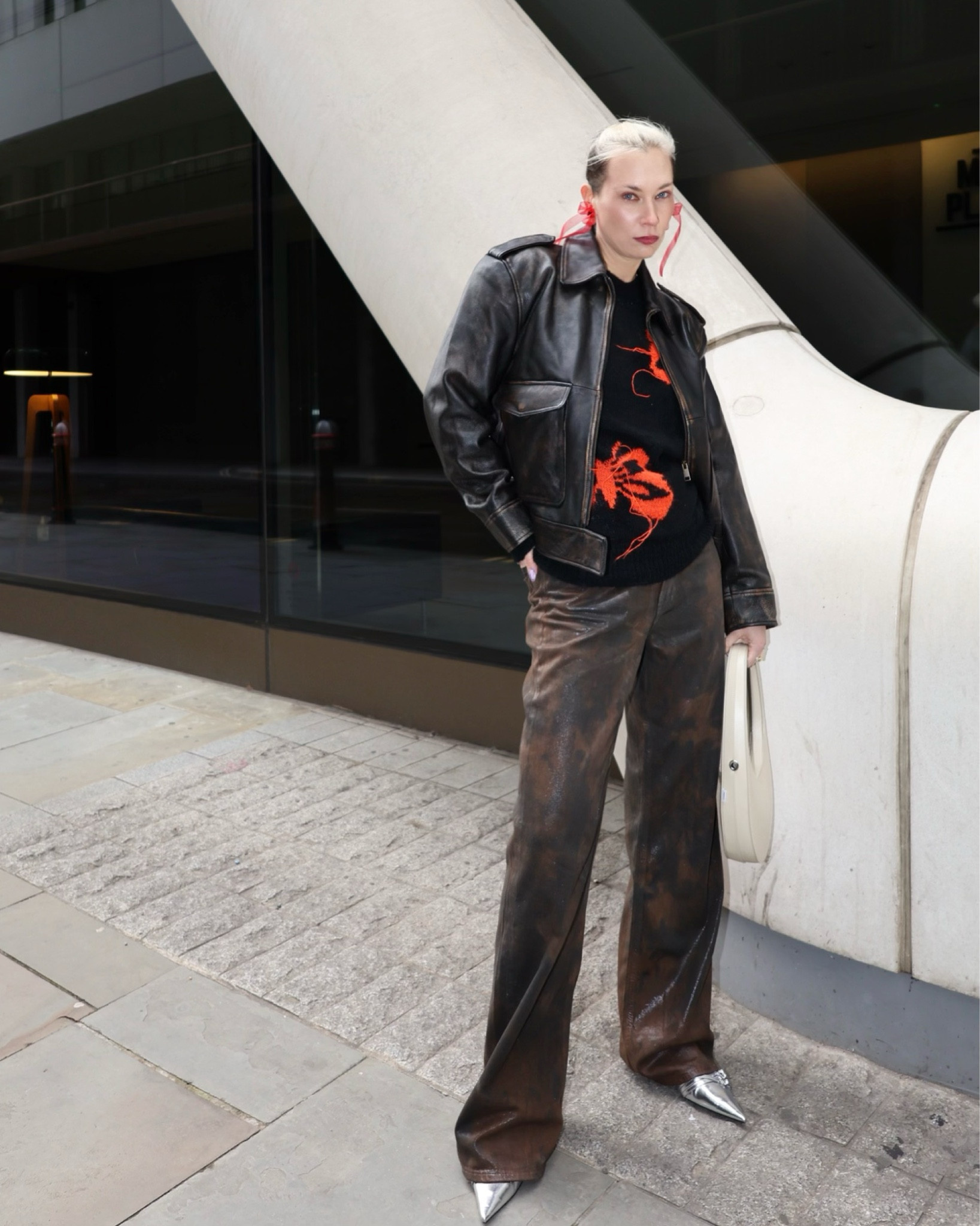 The colour of the season & brown leather, a touch of silver and diy bow earrings. I‘m so in love with this cute Acne jumper 🎀

#LTKstyletip #LTKeurope #LTKSeasonal