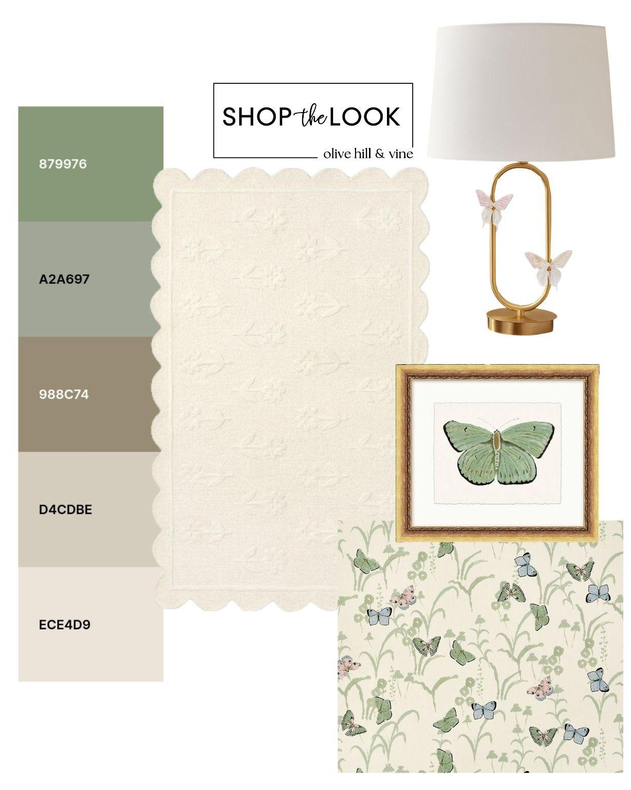 This moodboard layers soft greens and warm beige for a gentle, grounded feel, while butterfly accents add a light, whimsical touch. A fresh, airy bedroom concept that feels calm, nature-inspired, and quietly charming.

#LTKHome #LTKKids