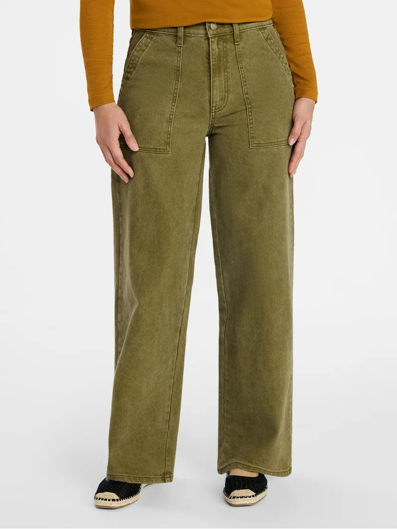 Time and Tru Women's Wide Leg Utility Trousers, 31" Inseam, Sizes 0-20 | Walmart (US)