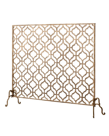 Oversize Single-Panel Iron Fireplace Screen | Horchow