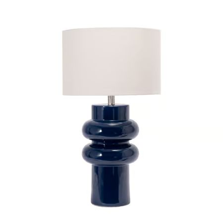 Blue 26-inch Ceramic Double Bulbous Table Lamp | Rugs USA