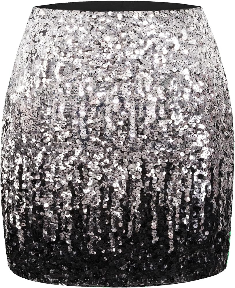 MANER Women's Sequin Skirt Sparkle Stretchy Bodycon Mini Skirts Night Out Party | Amazon (US)