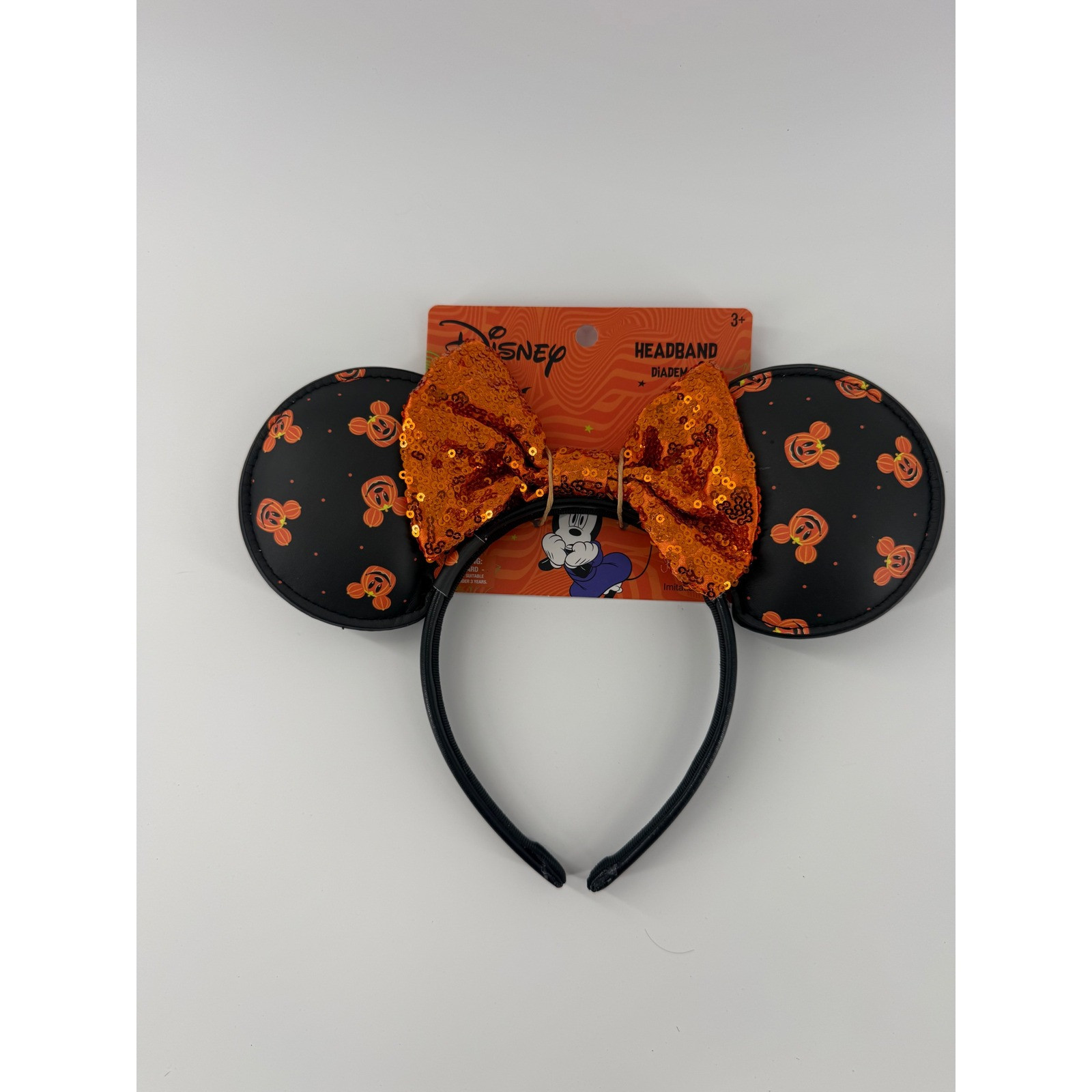 Disney Minnie Mouse Halloween Headband Orange Sequin Bow Mickey Pumpkin Ears | Poshmark