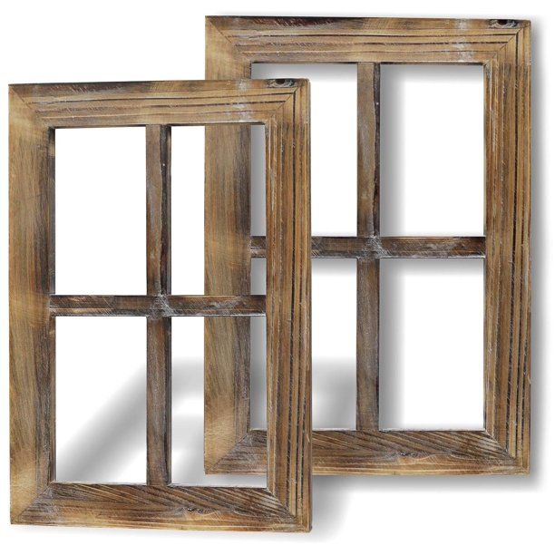 Greenco Wooden Rustic Wall Mount Window Frames Vintage Country Farmhouse Wall Décor -Set of 2 | Walmart (US)