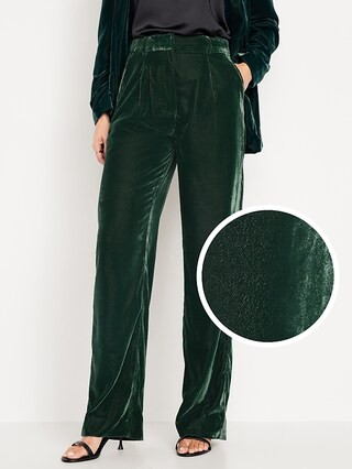 Extra High-Waisted Pleated Taylor Trouser Velvet Pants for Women | Old Navy (US)
