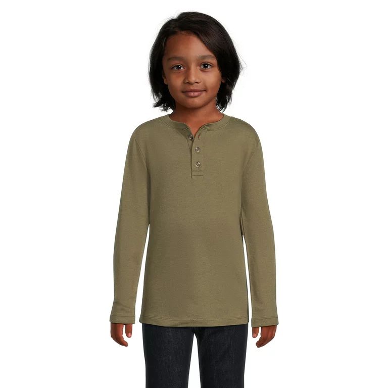 Wonder Nation Boys Long Sleeve Henley Shirt, Sizes 4-18 & Husky - Walmart.com | Walmart (US)