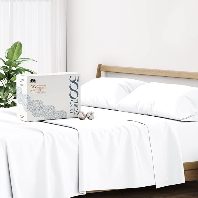 Mayfair Linen 100% Cotton Sheets King Size Bed Set - 500 Thread Count Sheets King Size 4 PC Set (... | Amazon (US)