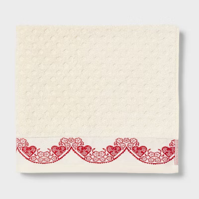 Valentine's Day Scallop Border Bath Towel - Threshold™ | Target