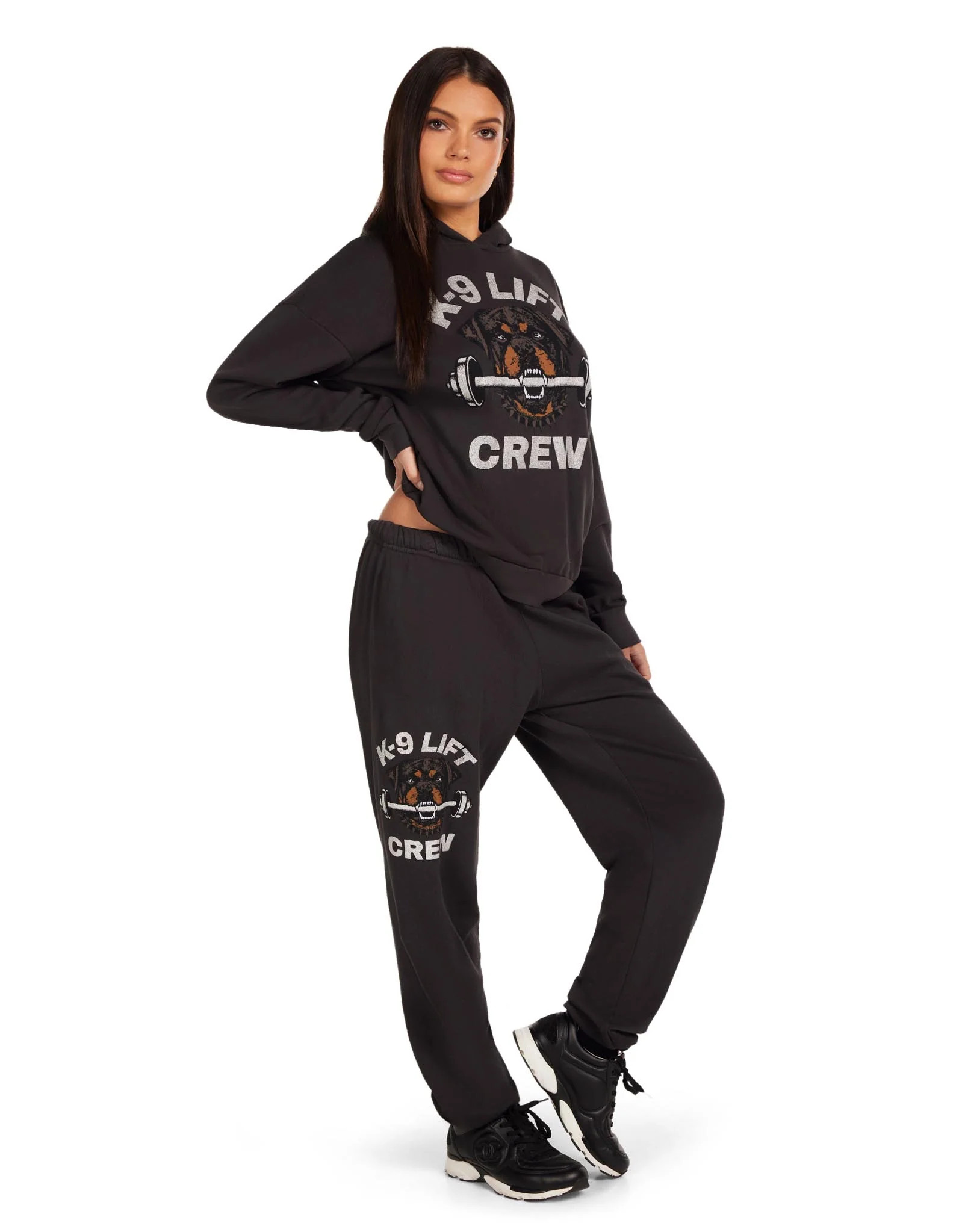 K-9 Lift Crew Boyfriend Hoodie in Onyx | Aryssa by Lauren Moshi | Lauren Moshi