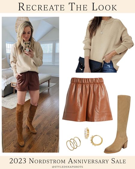 Fall outfit, date night
•sweater, size small, size up 1 for looser fit like model 
•faux leather shorts, size small 
•exact boots are old river island, linked similar 

#LTKunder100 #LTKxNSale #LTKSeasonal