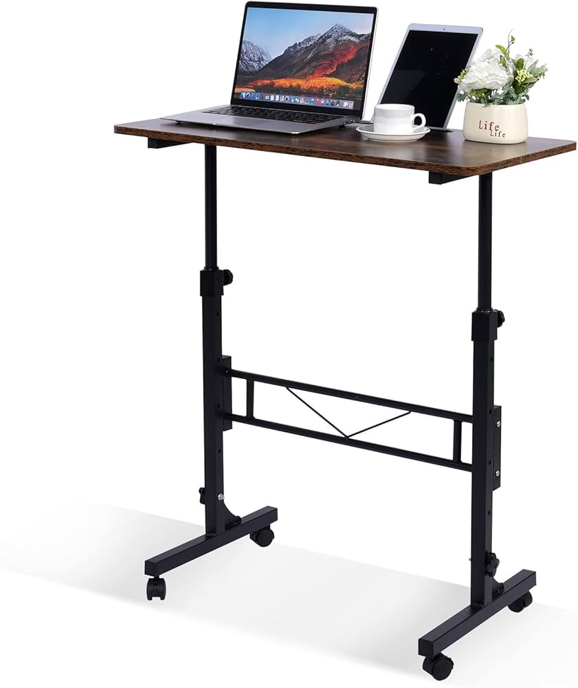 Standing Desk Adjustable Height, Mobile Stand Up Desk with Wheels Small Computer Desk Rolling Des... | Amazon (US)