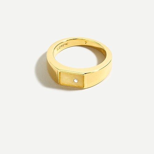 Demi-fine 14k gold-plated stone signet ring | J.Crew US