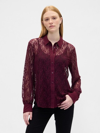 Relaxed Sheer Lace Shirt | Gap Factory