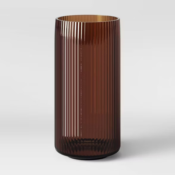 12" x 5.75" Ribbed Glass Vase Amber - Threshold™ | Target