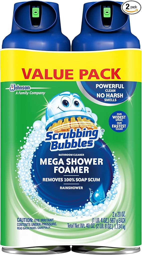 Scrubbing Bubbles Mega Bathroom and Shower Foamer Aerosol, Rainshower Scent, 20oz (Pack of 2) | Amazon (US)