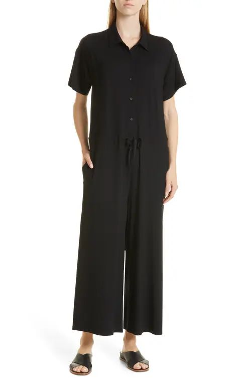 Eileen Fisher Wide Leg Jumpsuit in Black at Nordstrom, Size X-Large | Nordstrom