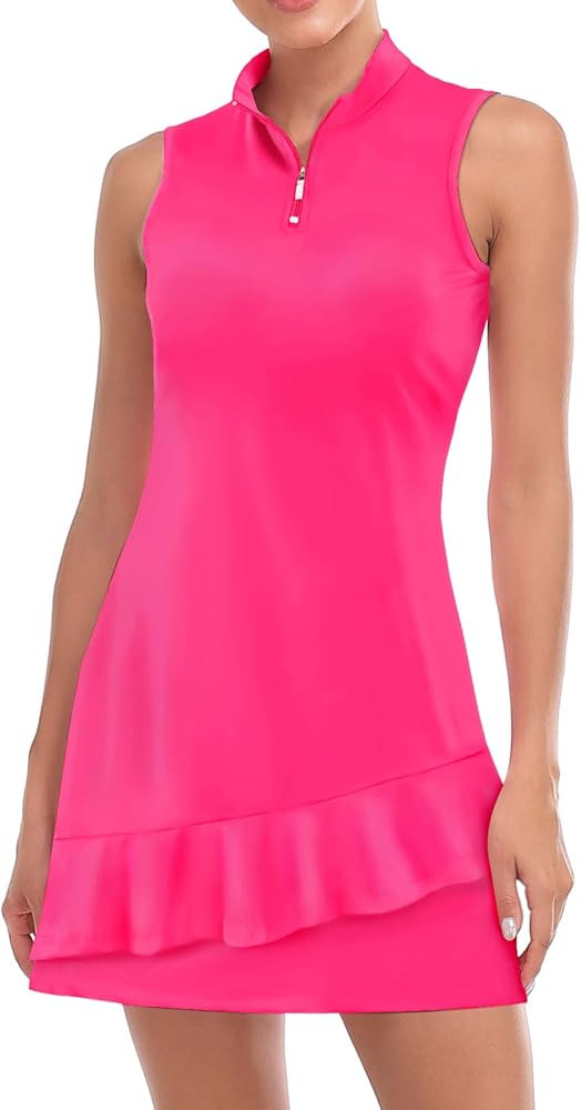 Viracy Tennis Dress for Women Sleeveless Golf Dresses with Shorts and Pockets Ruffle Zip Up Stand... | Amazon (US)