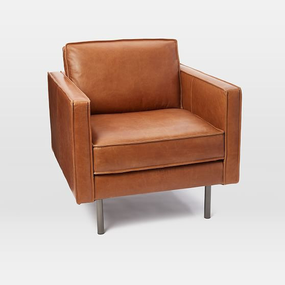 Axel Armchair Leather, Saddle Leather, Nut | West Elm (US)