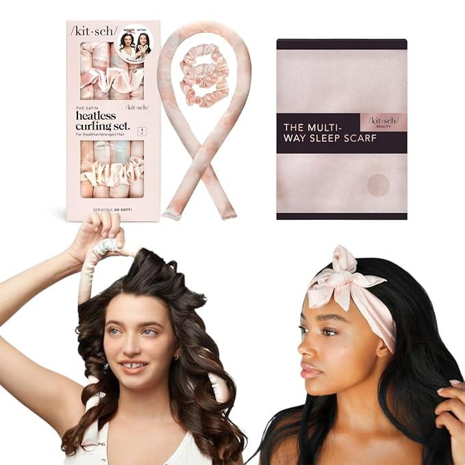 Kitsch Satin Heatless Curling Set & Multi-Way Satin Head Scarf with Discount | Amazon (US)